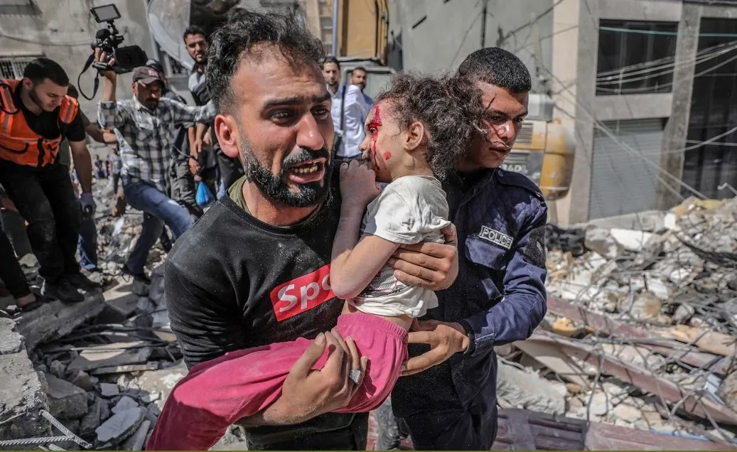 Civilians in a war zone